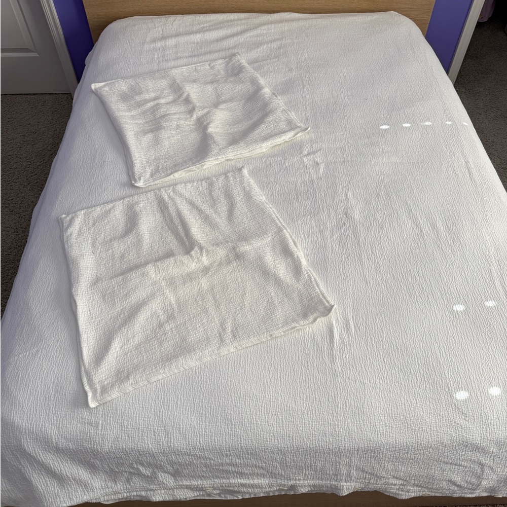 West Elm Crinkle Cotton Queen Bedspread with Matching Euro Pillow Shams